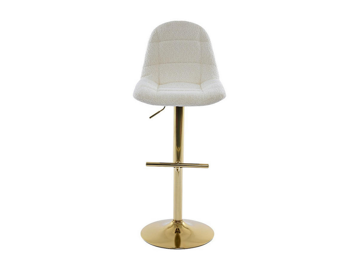 BARHOCKER 2er-Set höhenverstellbar - Bouclé-Stoff & goldfarbenes Metall - Weiß - LOLY - Weiß, Textil (47.5/117/55cm) - Vente-Unique