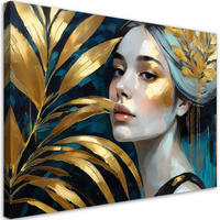 WANDBILD weiblicher glamour botanik - Goldfarben, Textil (60/40cm) - Feeby