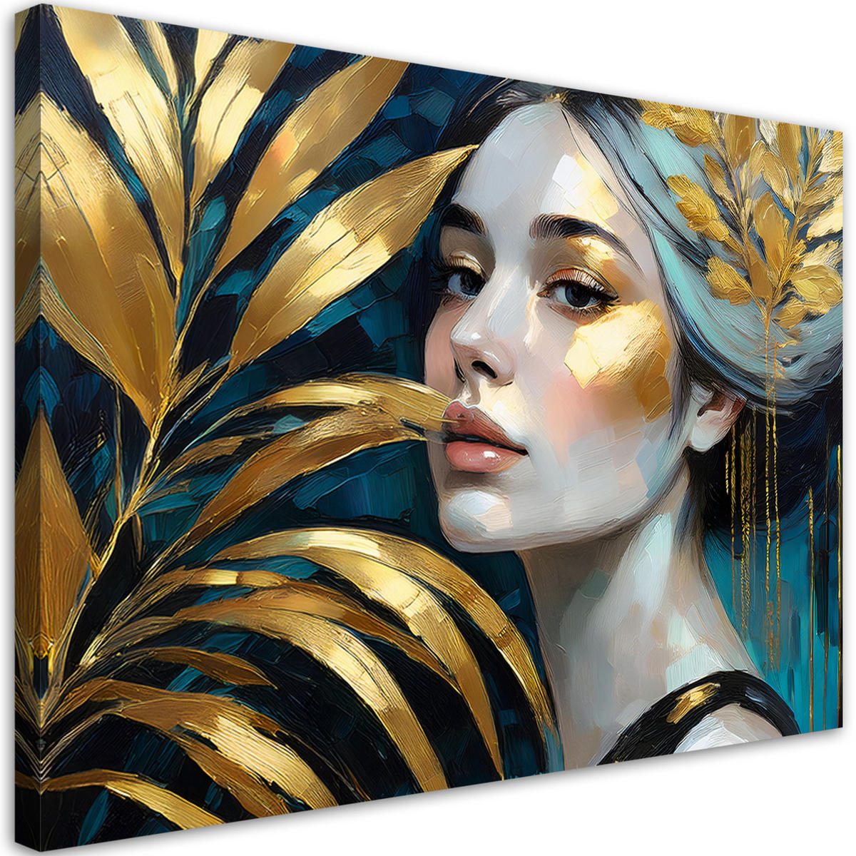 WANDBILD weiblicher glamour botanik - Goldfarben, Textil (60/40cm) - Feeby