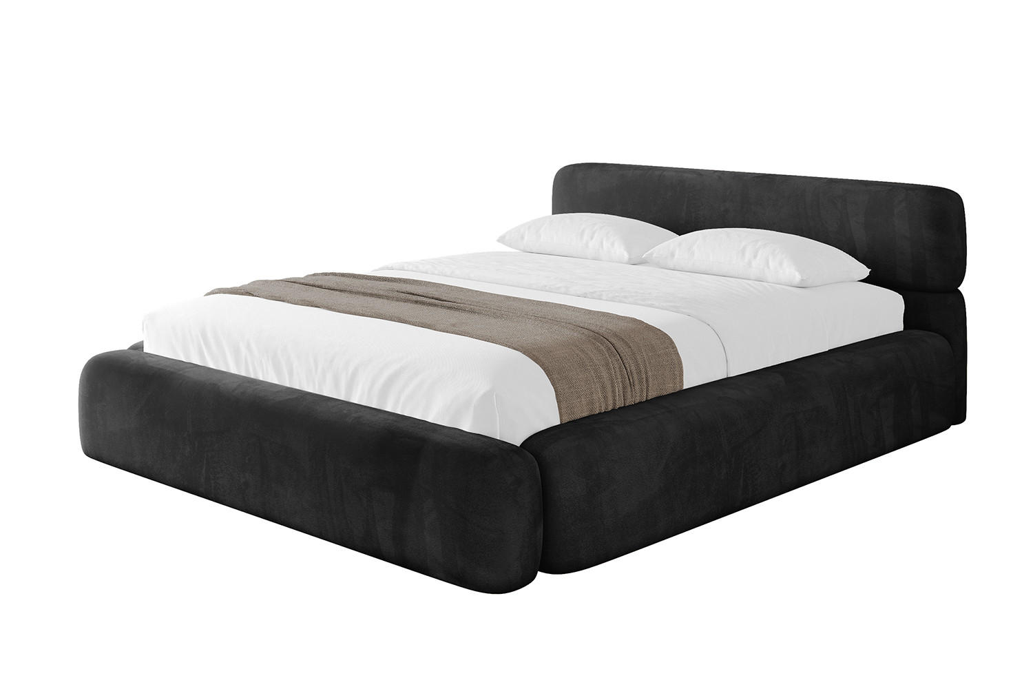 POLSTERBETT mit Bettkasten und Lattenrost, Bett mit Matratze H3/H4 - ENORA-V1 180x200 Schwarz - Schwarz, Holzwerkstoff/Textil (180/200cm) - ALTDECOR