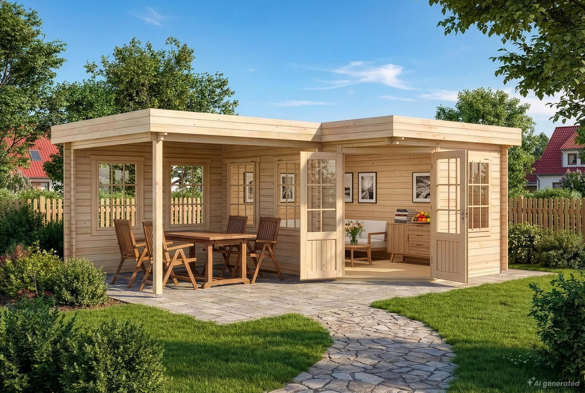GARTENHAUS Holz Pepe - Naturfarben, Holz (618/228/462cm) - Alpholz