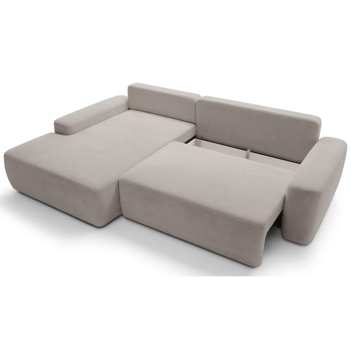 ECKSOFA Baleo Greige Chenille-Bezug - Taupe/Schwarz, Kunststoff/Textil (264/162cm) - Selsey