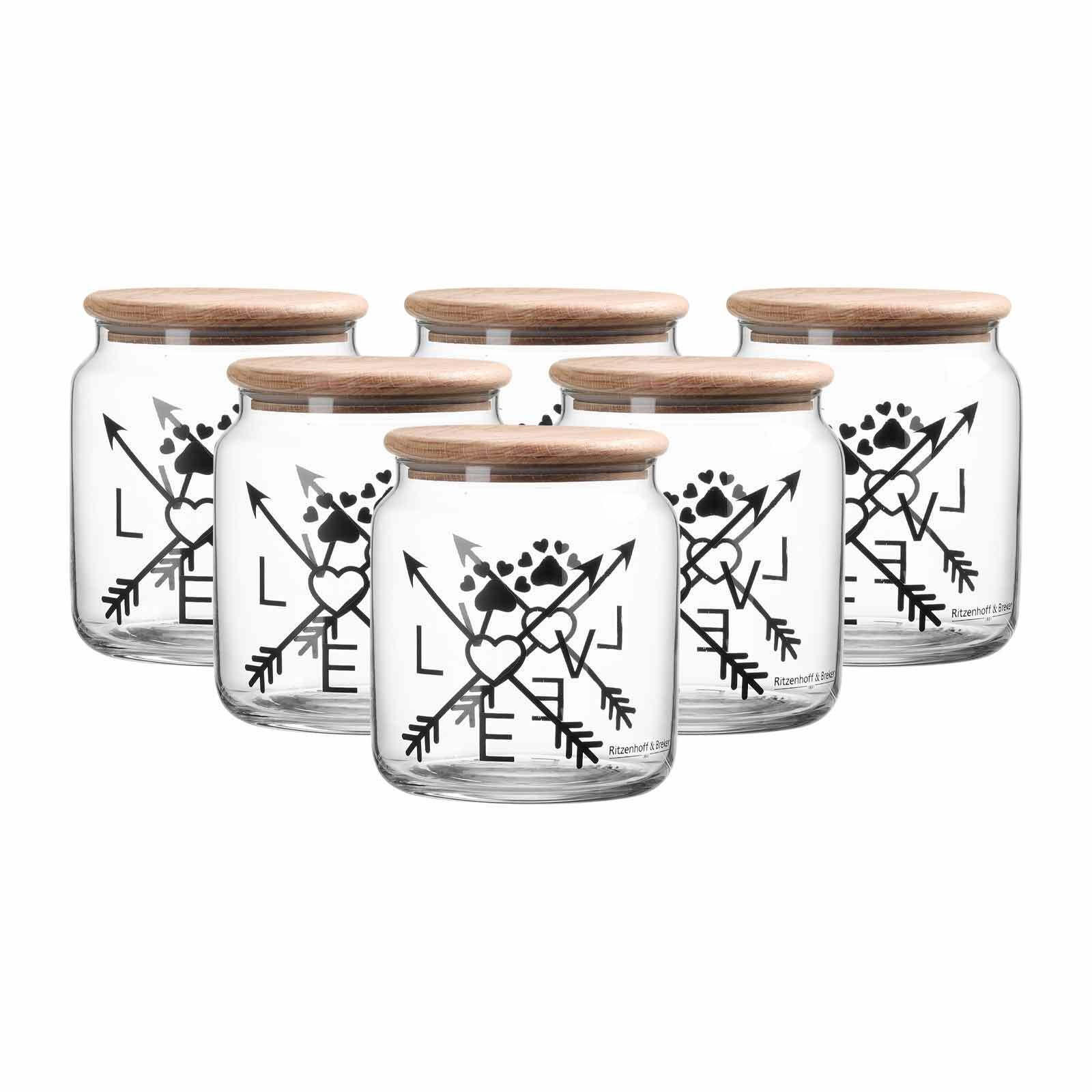 LECKERLI-DOSEN MIT DECKEL Mika Love transparent ø 12 cm 6er Set - Transparent, Glas (12/14/12cm) - Ritzenhoff Breker