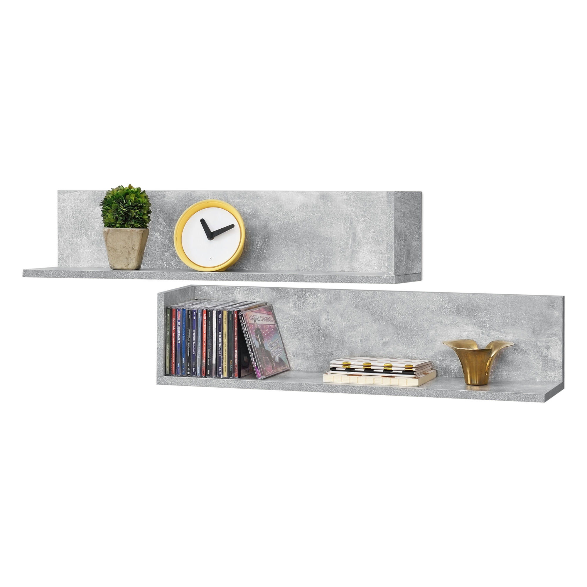 WANDREGAL-SET 2 TLG. Elverum - Grau, Holzwerkstoff (75/16.5/16.5cm) - [en.casa]