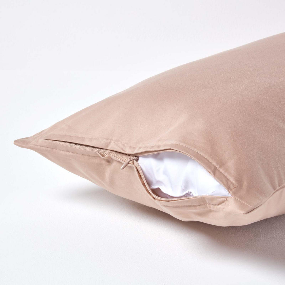 KISSENBEZUG Premium, Ägyptische Baumwolle, Fadendichte 1000 - Beige, Textil (40/80cm) - Homescapes