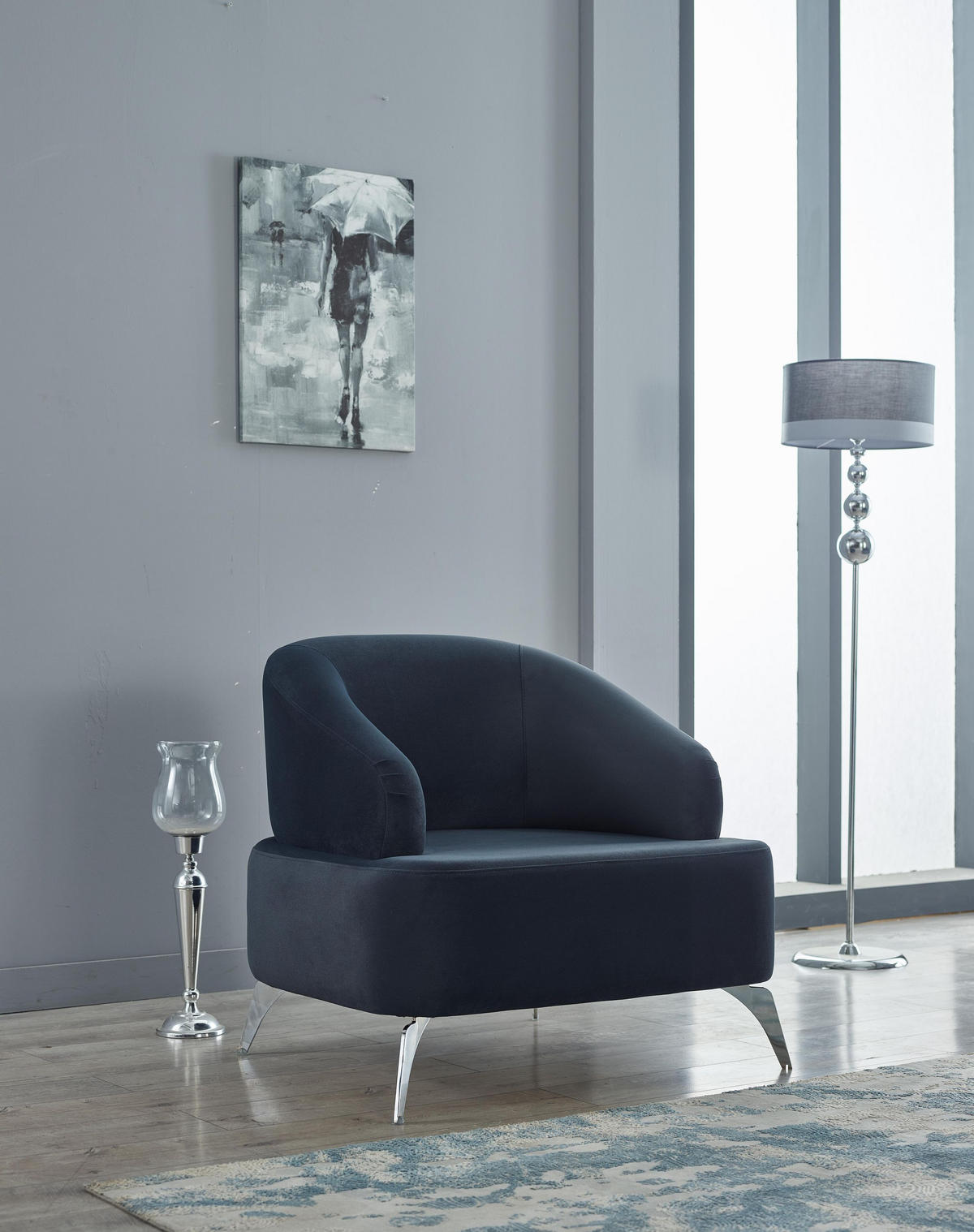 SITZGARNITUR Mulino Anthrazit Stellvariante:2+1+1 - Anthrazit, Holz (170/88/95cm) - Villa Möbel