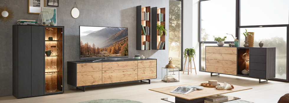 Wohnserien Wohnzimmer Holz Schwarz