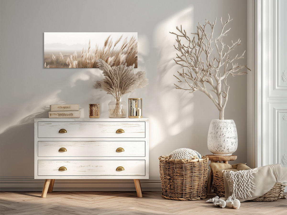 GLASBILD 80x30 cm Pampasgras Natur beige - Beige, Glas (80/30cm) - artissimo