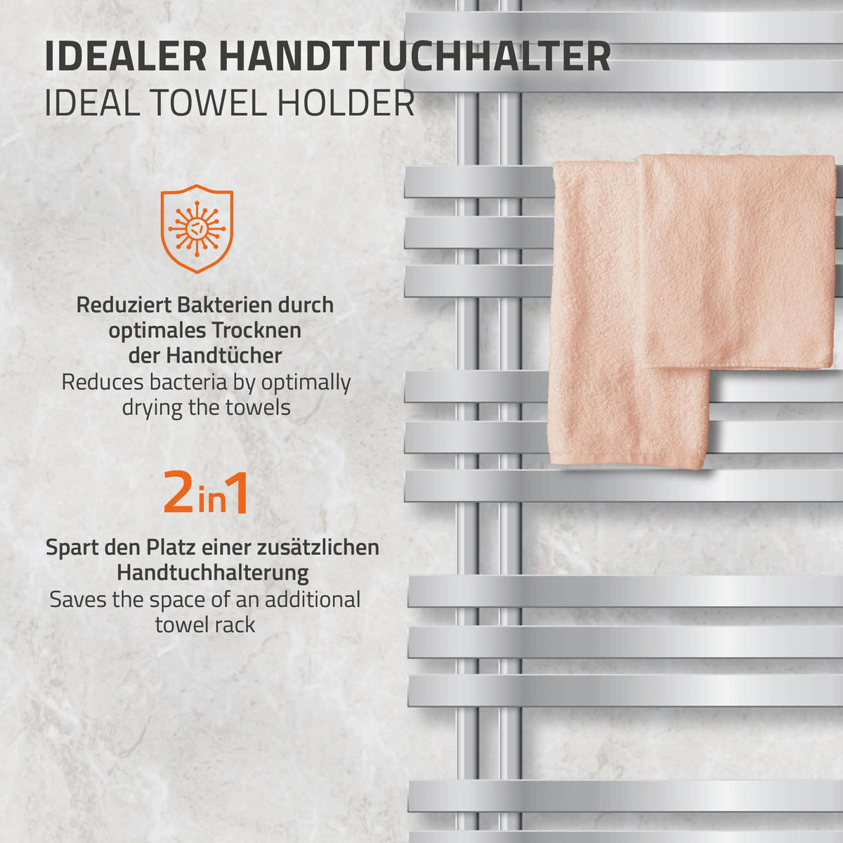 BADHEIZKÖRPER elektrisch Iron EM 500x1200 mm Chrome mit Heizstab 900W - Chromfarben, Metall (50/120/3cm) - LuxeBath