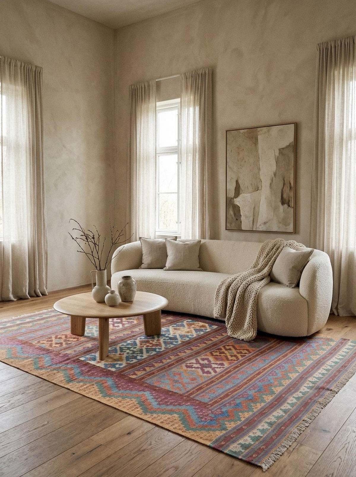 HANDWEBTEPPICH Sumak Sirdjan Kelim Bunt 225/156 cm Schurwolle - Multicolor, Textil (156/225cm) - Looma