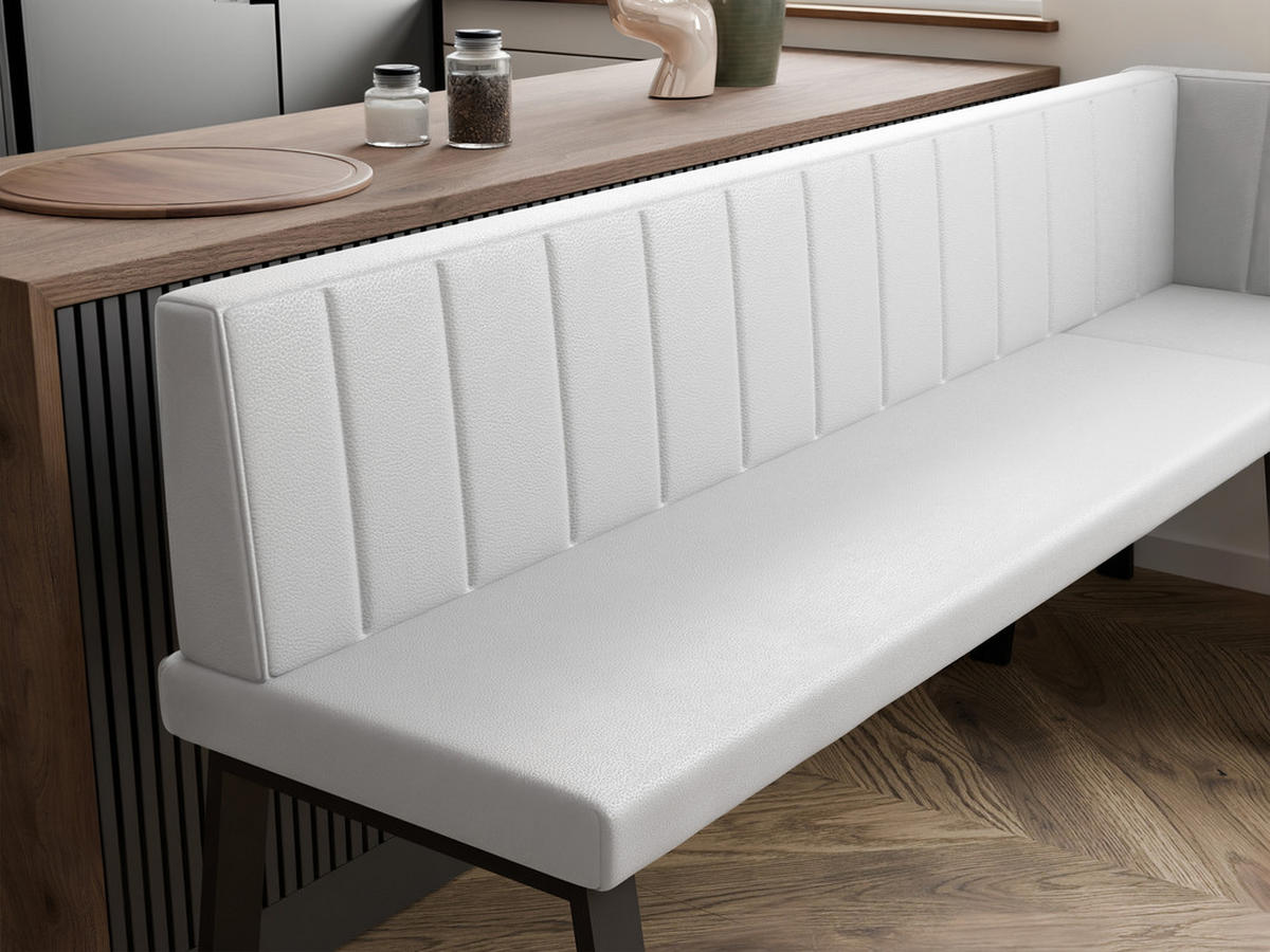 ECKBANK rechts MONO Y Kunstleder gesteppt, 142/196 cm Weiß - Weiß, Kunststoff/Textil (142/196cm) - Idohome
