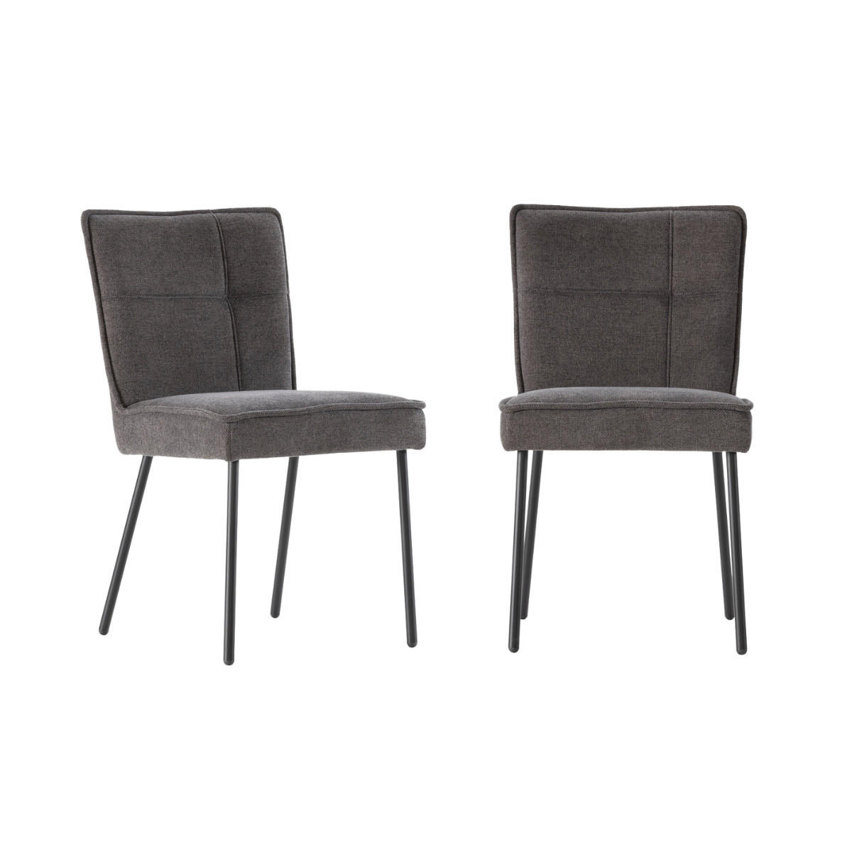 ESSZIMMERSTÜHLE STOFF 2er set 60/50,5/60 cm - Dunkelgrau, Textil (60/50.5/53.5cm) - Calicosy