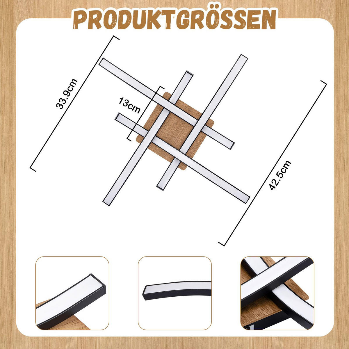 LED-DECKENLEUCHTE Plauen 42.5/42.5/7.3 cm - Schwarz, Metall (42.5/42.5/7.3cm) - Nettlife
