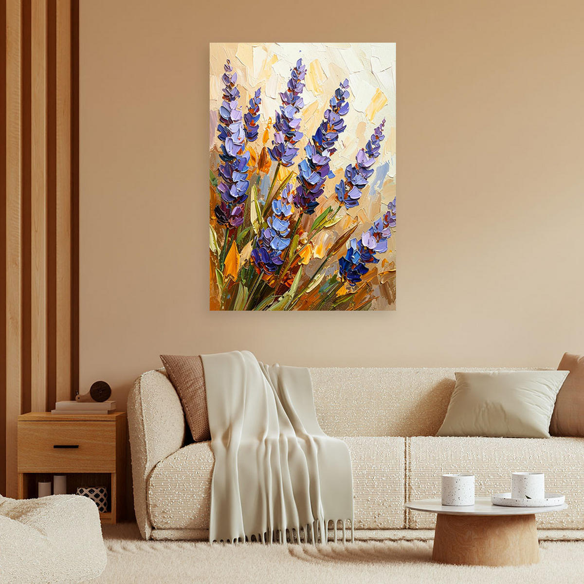 LEINWANDBILD Blumen 70x100cm - Beige, Textil (70/100cm) - Feeby