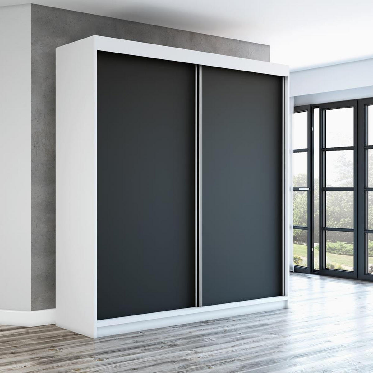 SCHWEBETÜRENSCHRANK 120 CM PAX Farbe: Weiß / schwarz / schwarz - Schwarz/Weiß, Holzwerkstoff (120/215/59.5cm) - A&J MöbelLand