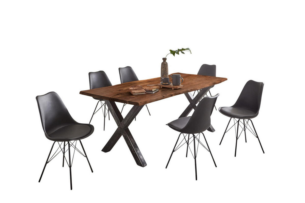ESSTISCH FREDERIK - Schwarz/Braun, Holz/Metall (100/240/77cm) - SAM