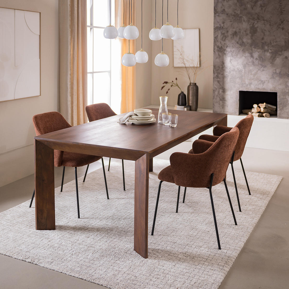 MASSIVER ESSTISCH - Mango massiv - Braun, Holz (100/200/76cm) - home24