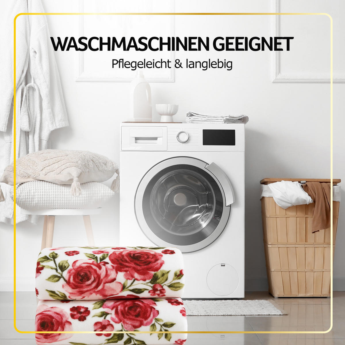 KUSCHELDECKE XXL 240x200 cm Rosen-Motiv Weiß - Weiß, Textil (200/240cm) - Bestlivings