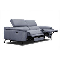 RELAXSOFA MATERA 3-Sitzer mit 2 Relaxfunktionen, hellblau - Schwarz/Hellblau, Holzwerkstoff/Textil (212/82/103cm) - Courtois Laville