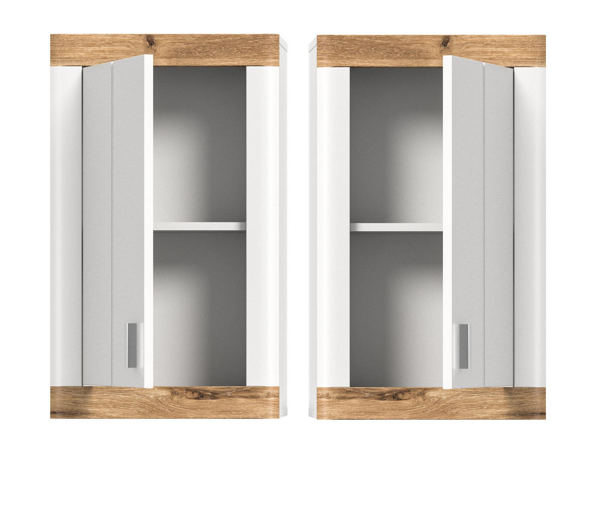HÄNGESCHRANK weiß, Eiche 45 cm, Badschrank mit Soft-Close - Eichefarben/Silberfarben, Holzwerkstoff/Kunststoff (45/76/20cm) - Inn.Furn