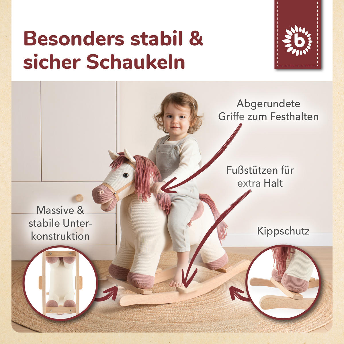 SCHAUKELTIER Plüsch Schaukelpferd - Weiß, Textil (68/56/26cm) - Bieco Spielwaren