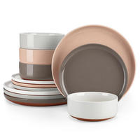 KOMBISERVICE 12-teilig Steinzeug Geschirrset Sesamglasur für 4 Personen - Multicolor, Keramik (26/2/26cm) - Kaket