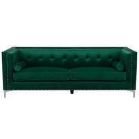 3-SITZER-SOFA Samtstoff Smaragdgrün Avaldsenes - Hellgrün, Textil (211/74/82cm) - Beliani