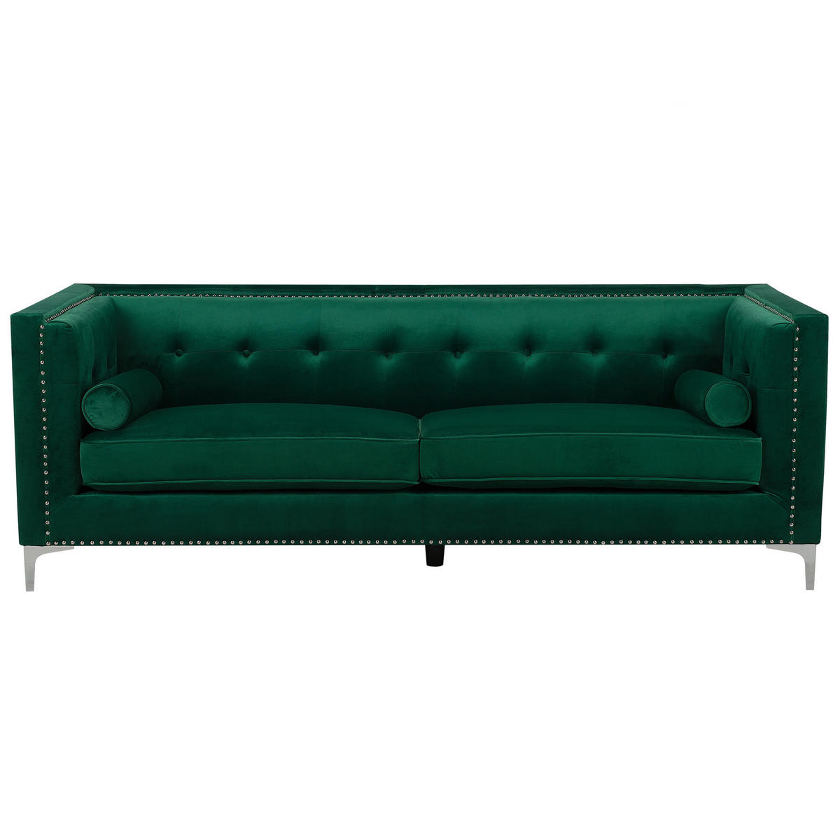 3-SITZER-SOFA Samtstoff Smaragdgrün Avaldsenes - Hellgrün, Textil (211/74/82cm) - Beliani