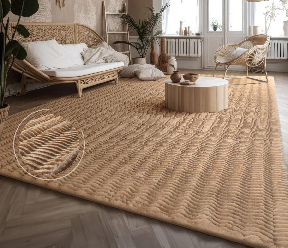 HOCHFLORTEPPICH Rauten Beige 120 x 160 cm - Beige, Kunststoff (120/160cm) - TT Home