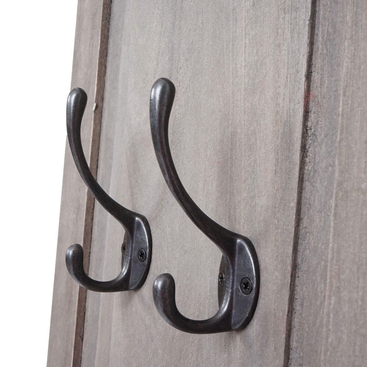 GARDEROBE 2er-Set 109x28x5,5cm Wandhaken Holz Grau-Braun shabby - Graubraun, Holz (28/109/5.5cm) - BERLINLODGE