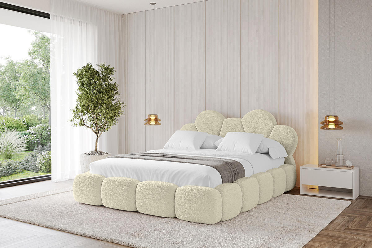 POLSTERBETT mit Bettkasten und Lattenrost, Boxbett ohne Matratze - LANA 200x200 Beige - Taupe, Holzwerkstoff/Textil (200/200cm) - ALTDECOR