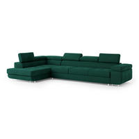 ROHOVÁ SEDAČKA VICENTE zelená barva - stříbrná/zelená barva, dřevo/kompozitní dřevo (346/202cm) - MASSENO