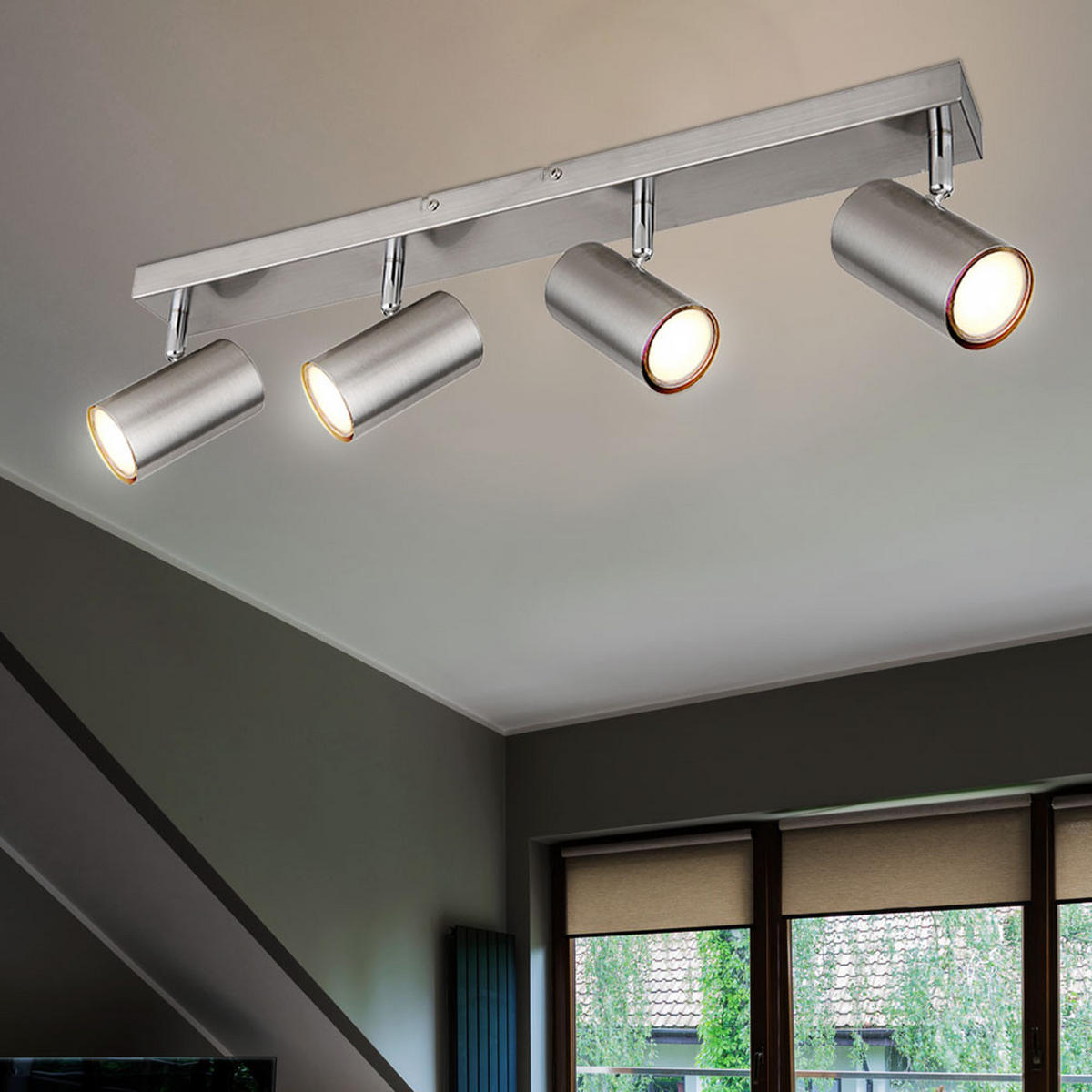 LED DECKENLEUCHTE Nickel Silber matt - Silberfarben, Metall (56/6/12cm) - Globo Lighting