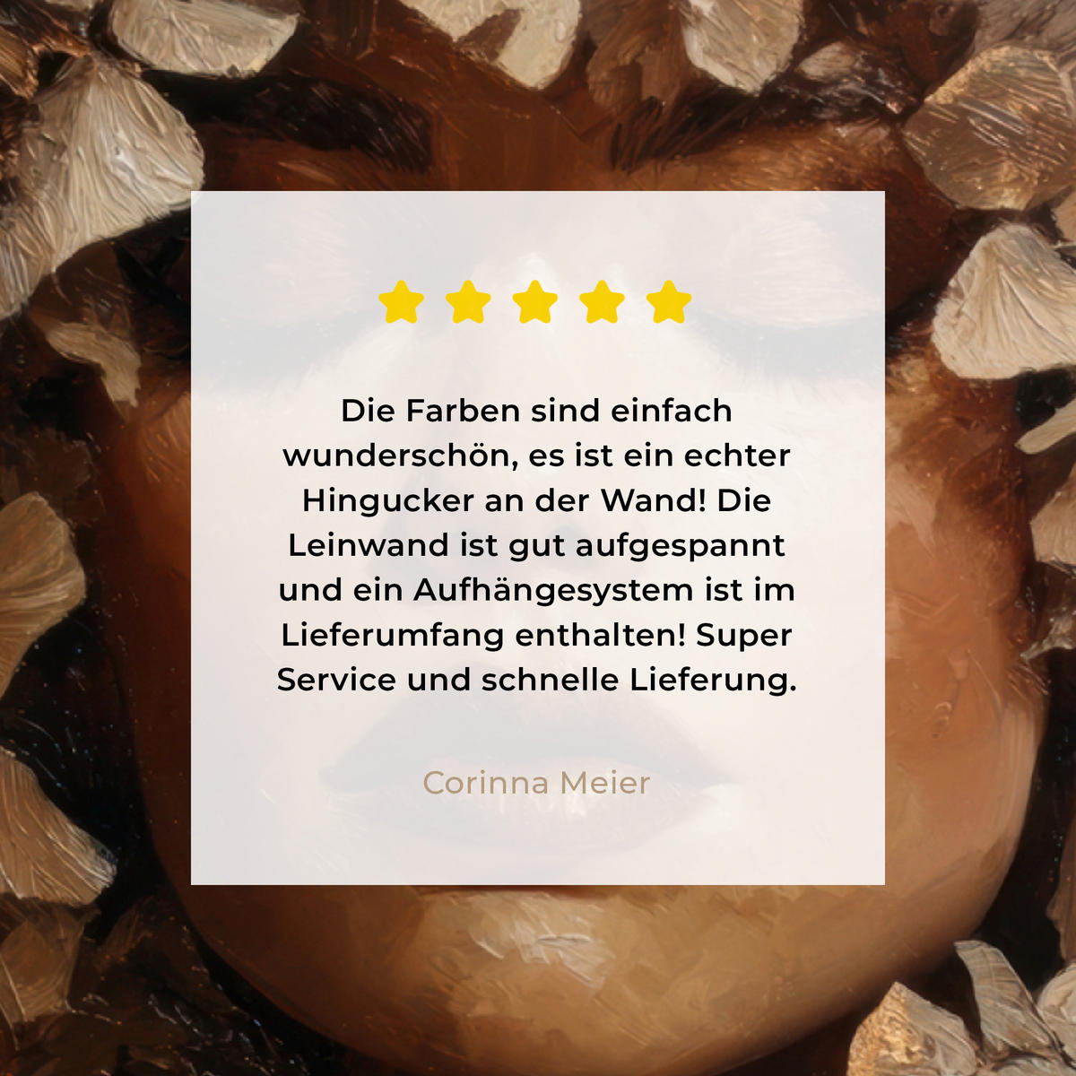 LEINWANDBILD Gesicht - Dame - Blätter - Pinselstriche Wandbilder 80x60 cm - Goldfarben, Textil (80/60cm) - MuchoWow