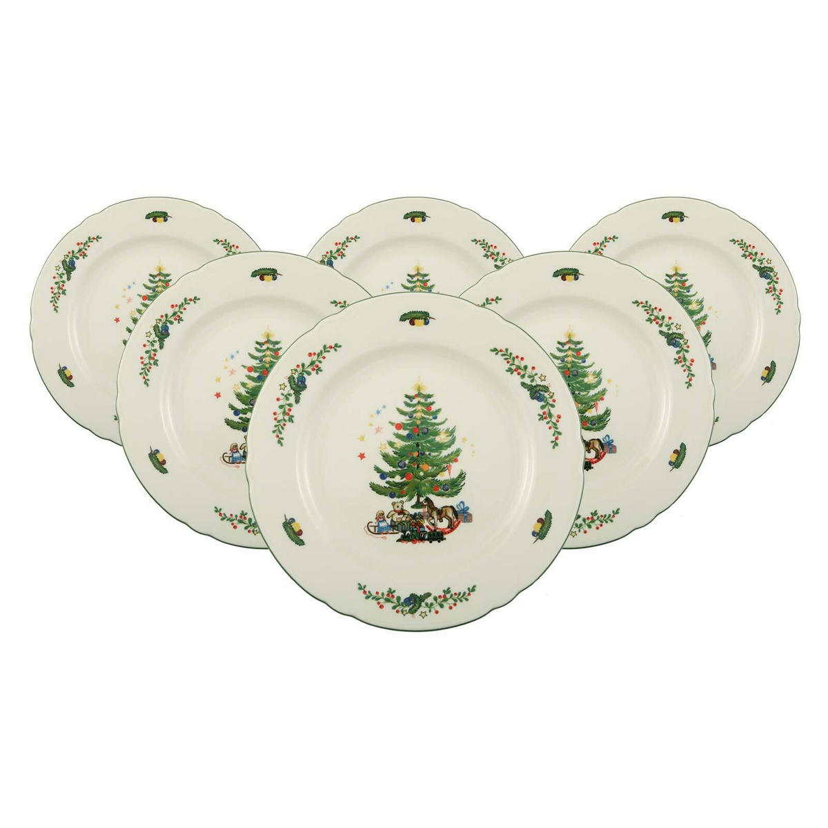 FRÜHSTÜCKSTELLER Marieluise Weihnachten weiß-grün ø 20,1 cm 6er Set - Weiß/Grün, Keramik (20.1cm) - Seltmann Weiden