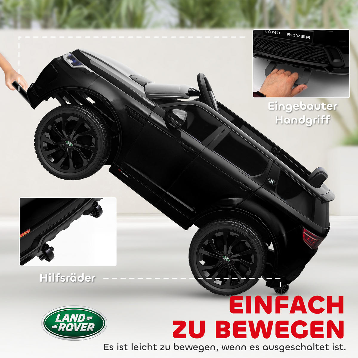 KINDER-ELEKTROAUTO DE-06139 Land Rover lizenziert mit Fernbedienung und LED Schwarz - Schwarz, Kunststoff/Metall (106/65.5/51cm) - ComfortXL