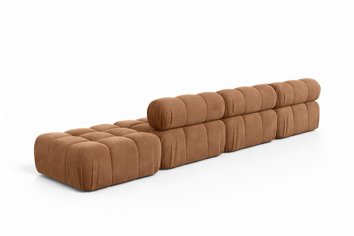 ECKSOFA L-Form XL, Stoff Velours Salvador, Dunkelbeige, Links, Selia L XL - Beige, Holz (380/160cm) - Kaiser Möbel