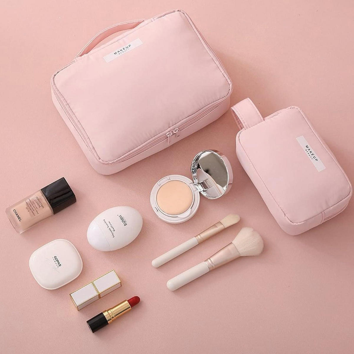 KOSMETIKTASCHE 2-teiliges Set Rosa - Rosa, Textil (21/2.3/30cm)