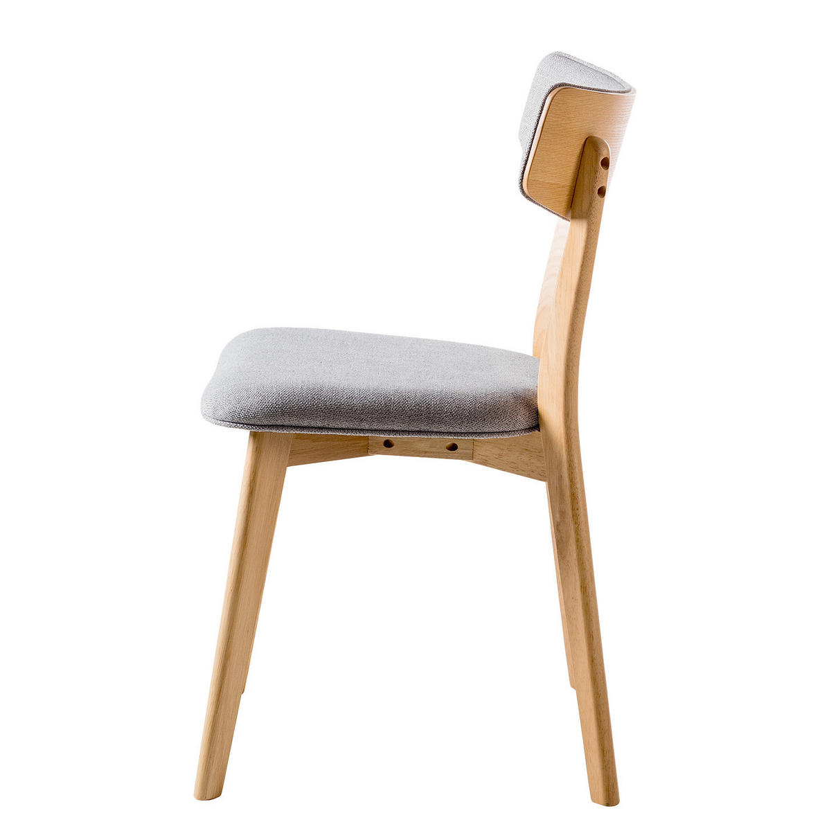 ESSZIMMERSTUHL - Webstoff / Gummibaum massiv - Hellgrau, Textil (50/79/50cm) - home24