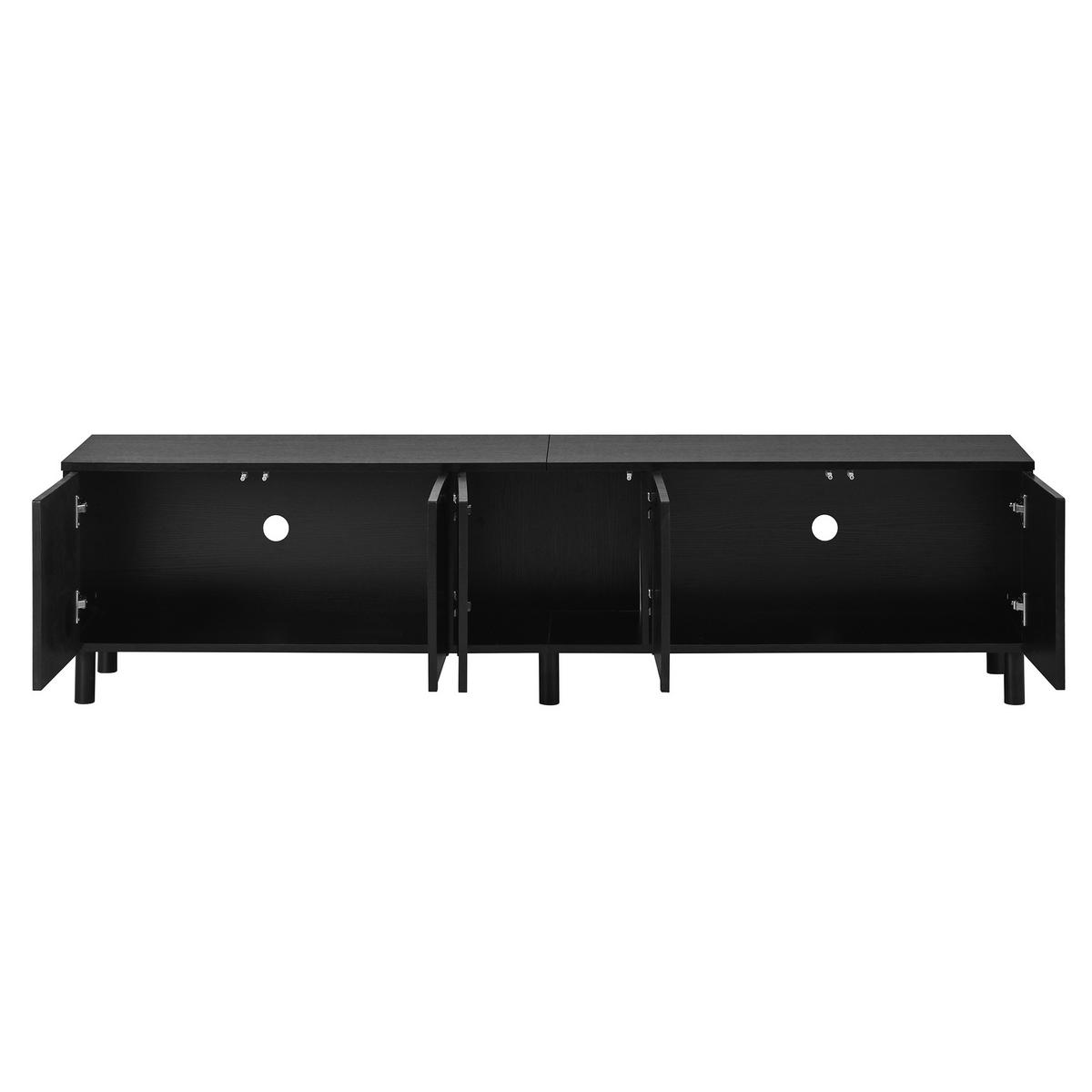 TV-SCHRANK Lowboard 5 Türen Metallfüße PB MDF modern - Schwarz, Holzwerkstoff (38/45/180cm) - FLIEKS