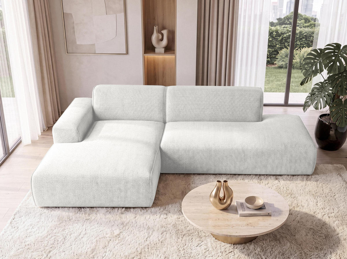 ECKSOFA L Form Didim Duo Weiß 288/162/80 cm – stilvolle kleine Eckcouch Links - Schwarz/Weiß, Kunststoff/Textil (288/162cm) - AX Living