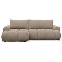 ECKSOFA Ombo Mini, Dunkelbeige Bouclé, linksseitig - Beige/Schwarz, Kunststoff/Textil (256/155cm) - Selsey