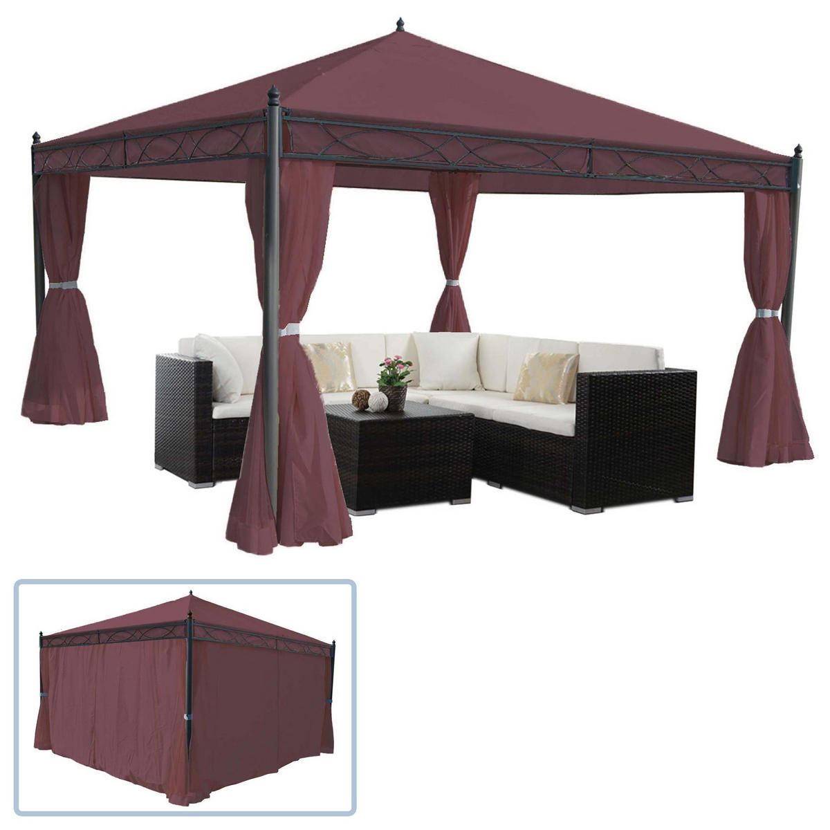 PERGOLA CALPE Rot, Braun - Rot/Braun, Textil (400/290/400cm) - MCW