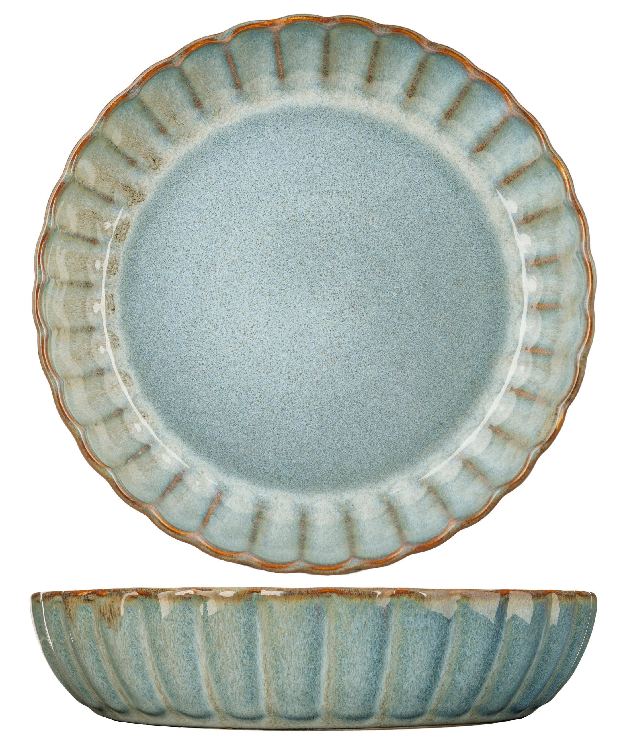TIEFER TELLER Tiefe Teller / Pastateller - Astera Ocean Grau - ø 22 cm - 4 Stück - Blau, Keramik (22/22/5cm) - Cosy & Trendy