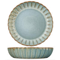 TIEFER TELLER Tiefe Teller / Pastateller - Astera Ocean Grau - ø 22 cm - 4 Stück - Blau, Keramik (22/22/5cm) - Cosy & Trendy