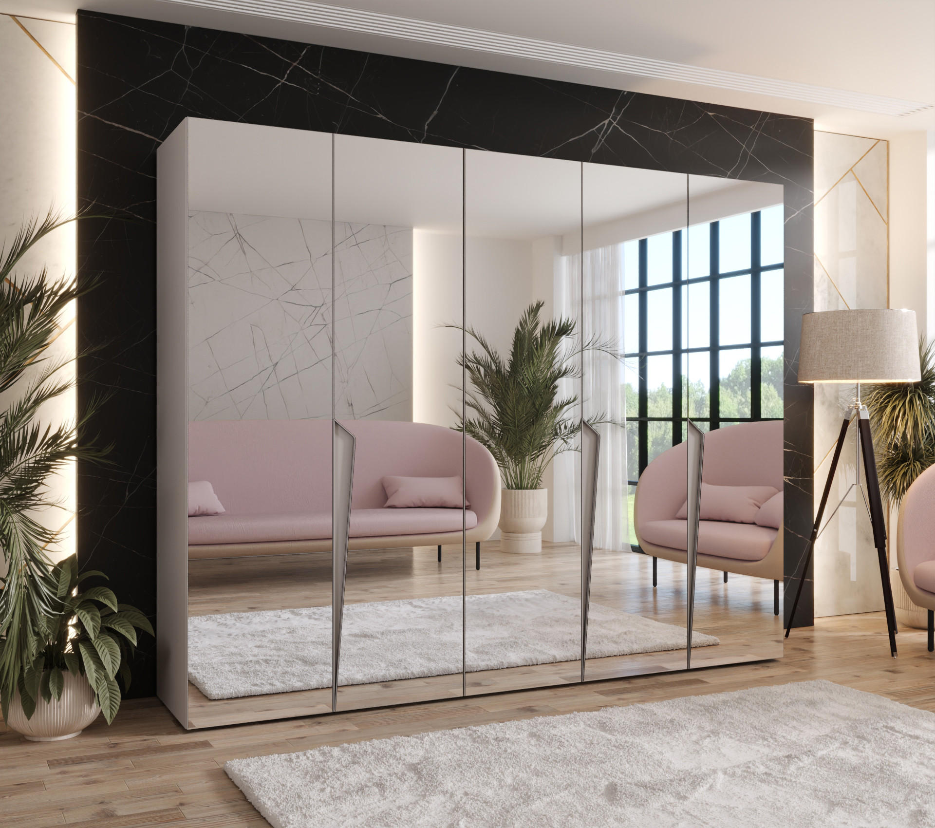 DREHTÜRENSCHRANK 202/250/52 5-türig - Beige, Holz/Metall (250/202/52cm) - Abiks Möbel