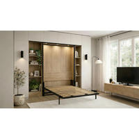 WANDBETT Morphy Classik Modulares SizeFlex- und TypeFlex-System - 140x190 Vertikal - Schwarz, Holz (140/190cm) - WallBedKing