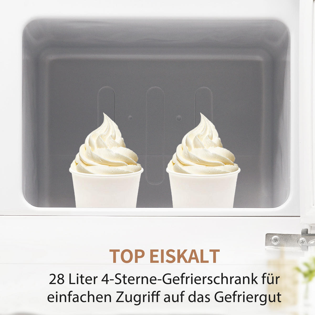 KUHLSCHRANK 41/45.5/105.5 cm Antikweiß mit 92 Liter Gesamtvolumen und LED-Licht - Weiß, Kunststoff (45.5/105.5/41cm) - Oxeza