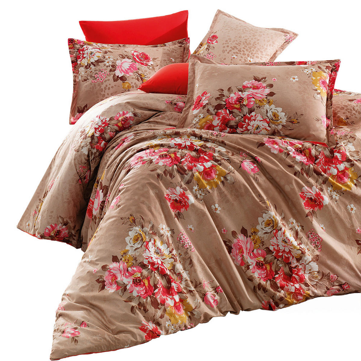 BETTWÄSCHE 4-teilig 200/220 cm IREM - Braun, Textil (200/220cm) - ROLFNERS