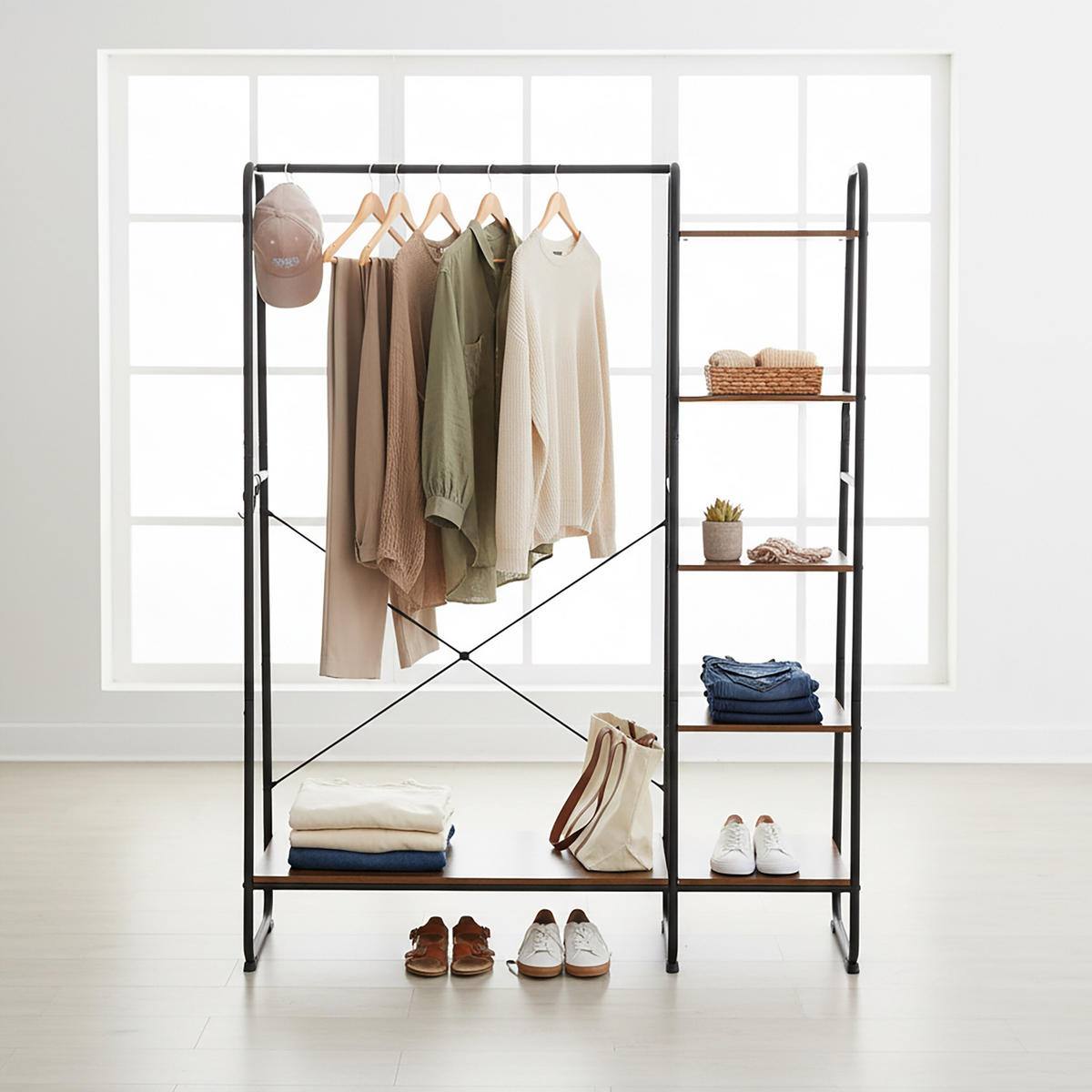 KLEIDERSTÄNDER - Multicolor, Holzwerkstoff/Metall (120/160/45cm) - Relaxdays